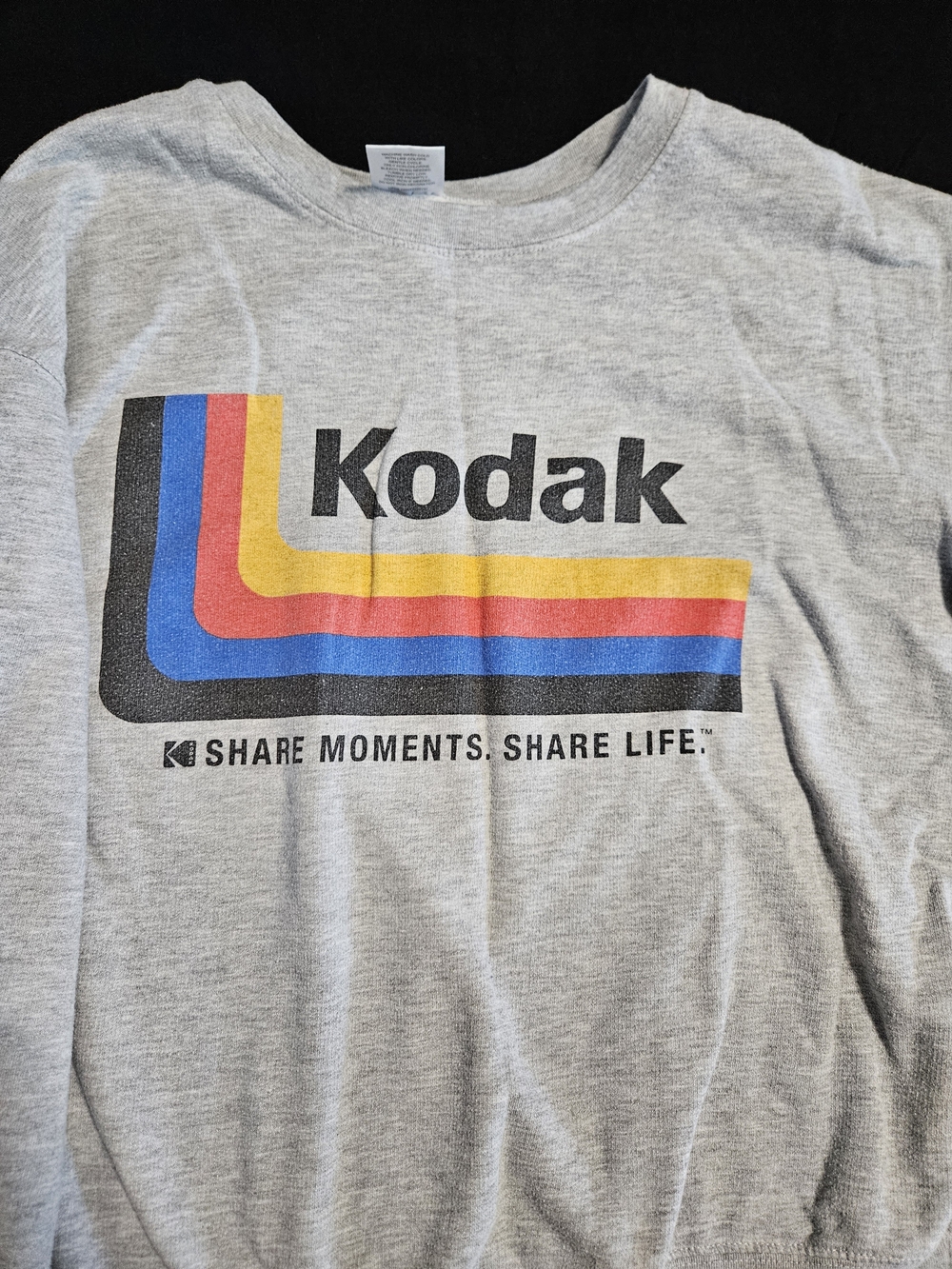 Kodak Gray Sweatshirt with Blue, Yellow, Red and Black Stripes - Picture 2 of 4